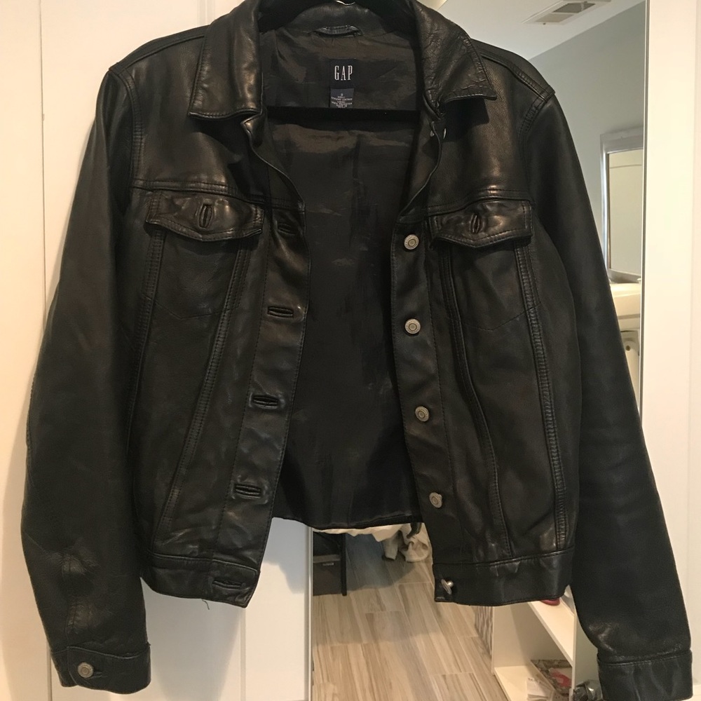 90s vintage GAP genuine black leather jacket